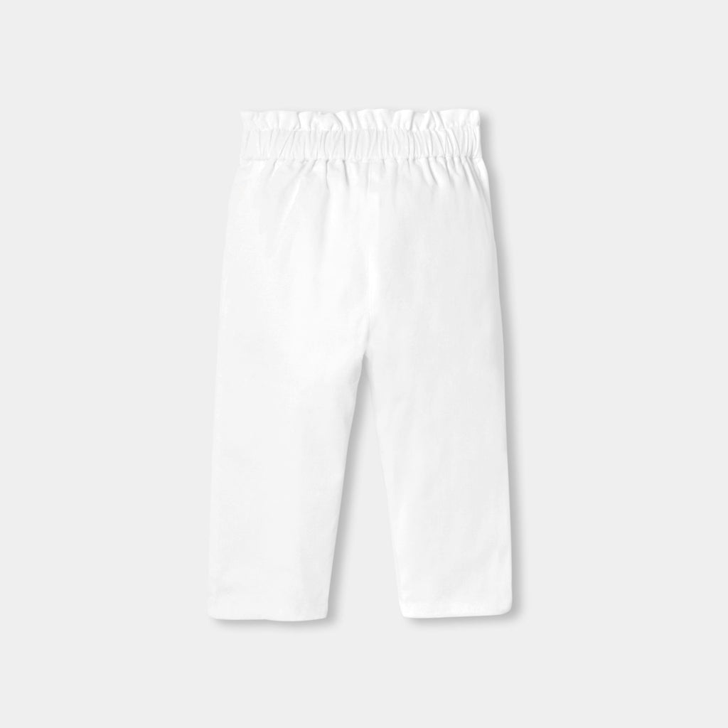 Baby girl cotton satin paper-bag trousers - Jacadi White