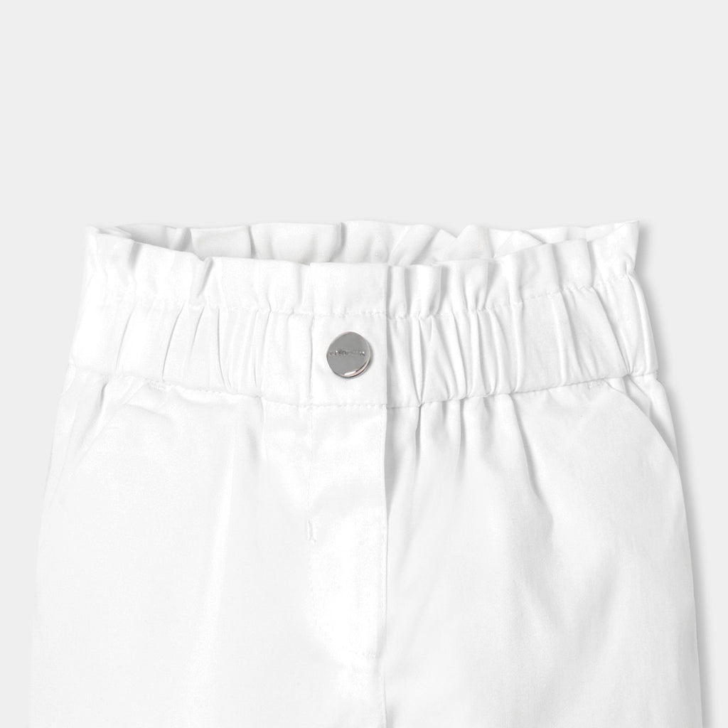 Baby girl cotton satin paper-bag trousers - Jacadi White