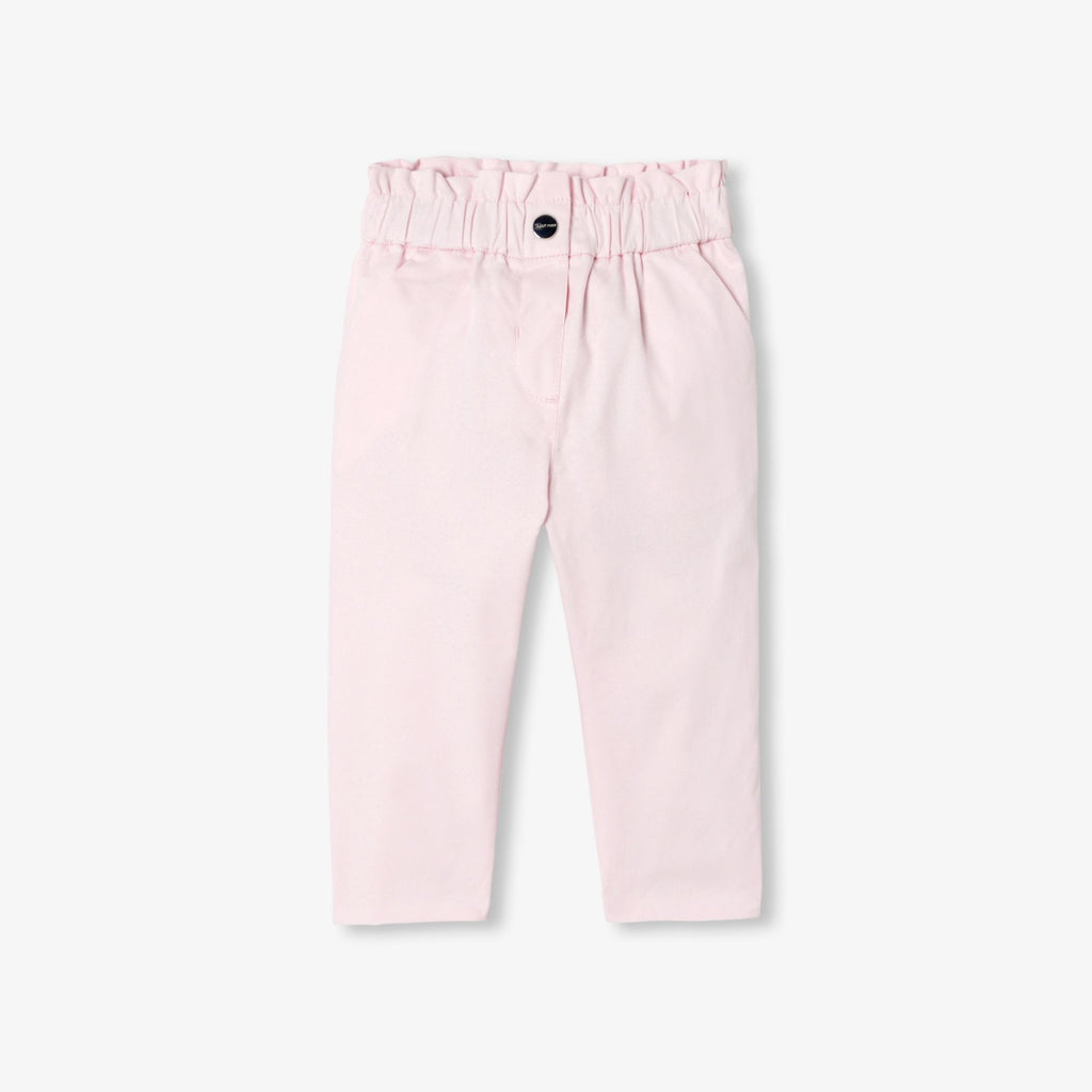 Baby girl cotton satin paper-bag trousers
