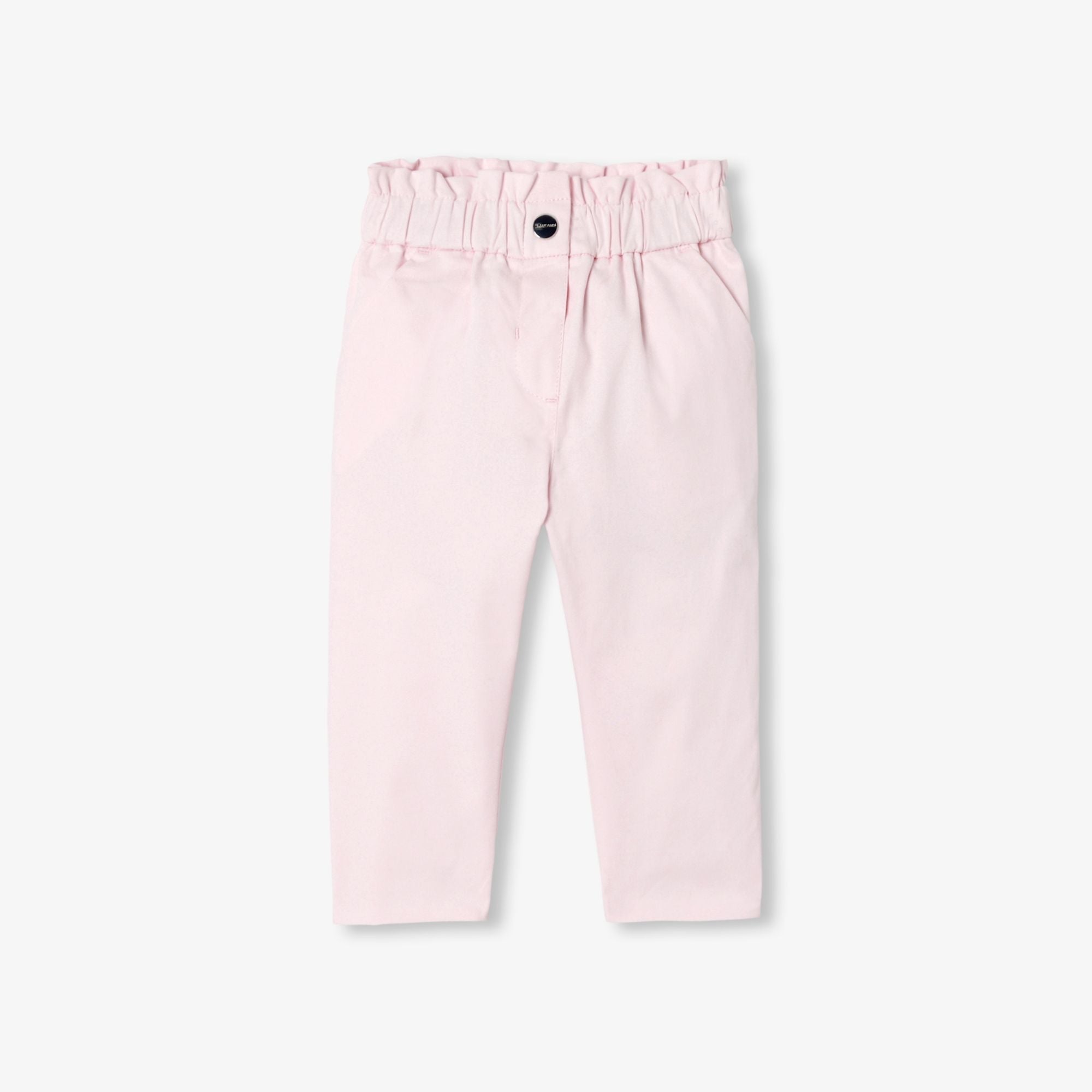 Baby girl cotton satin paper-bag trousers