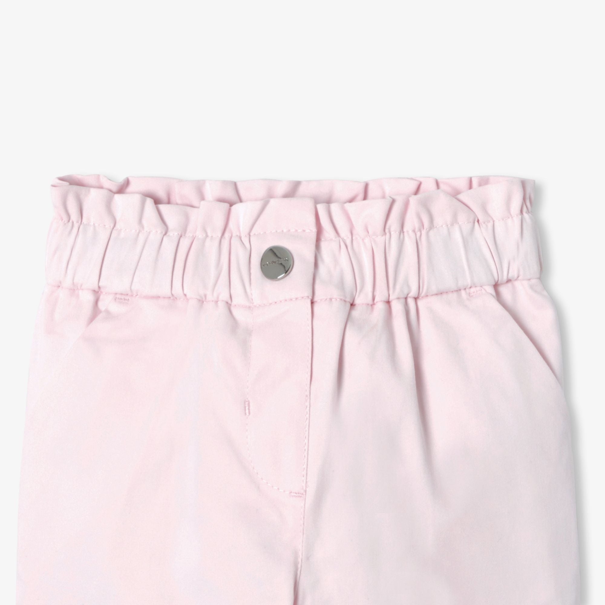 Baby girl cotton satin paper-bag trousers