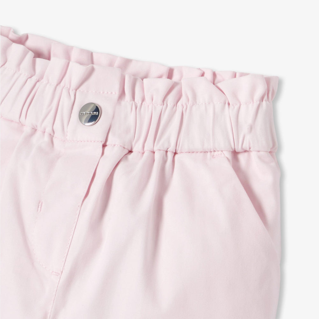 Baby girl cotton satin paper-bag trousers