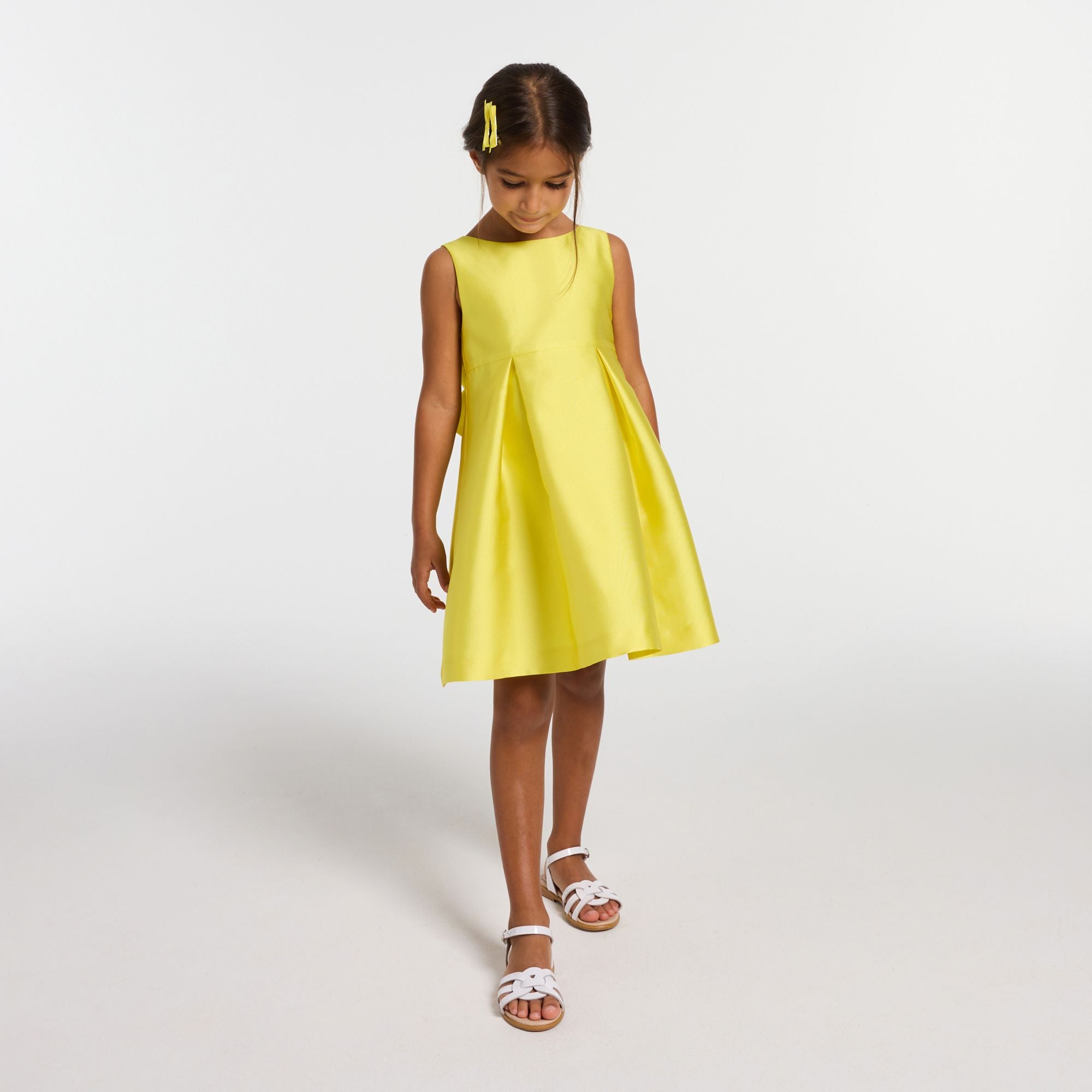 Ceremony Dress in Mikado Satin Girl - Sun Yellow