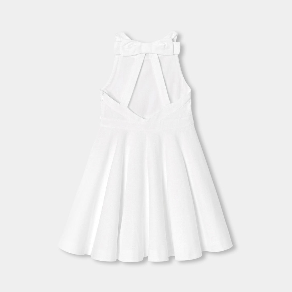 Ceremony Dress in Cotton Honeycomb Girl - Ivory
