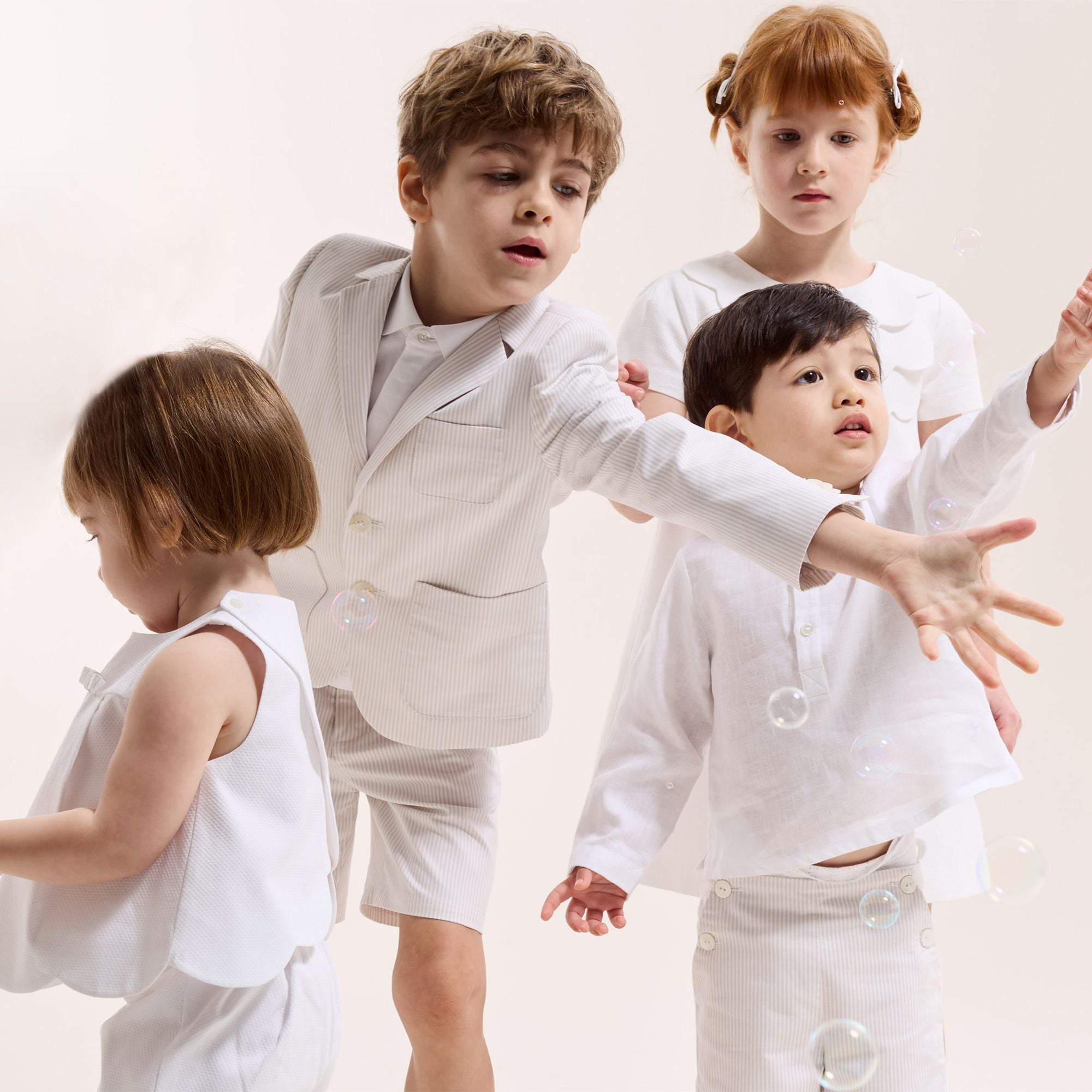 Ceremony Dress in Honeycomb Piqué Girl - Ivory