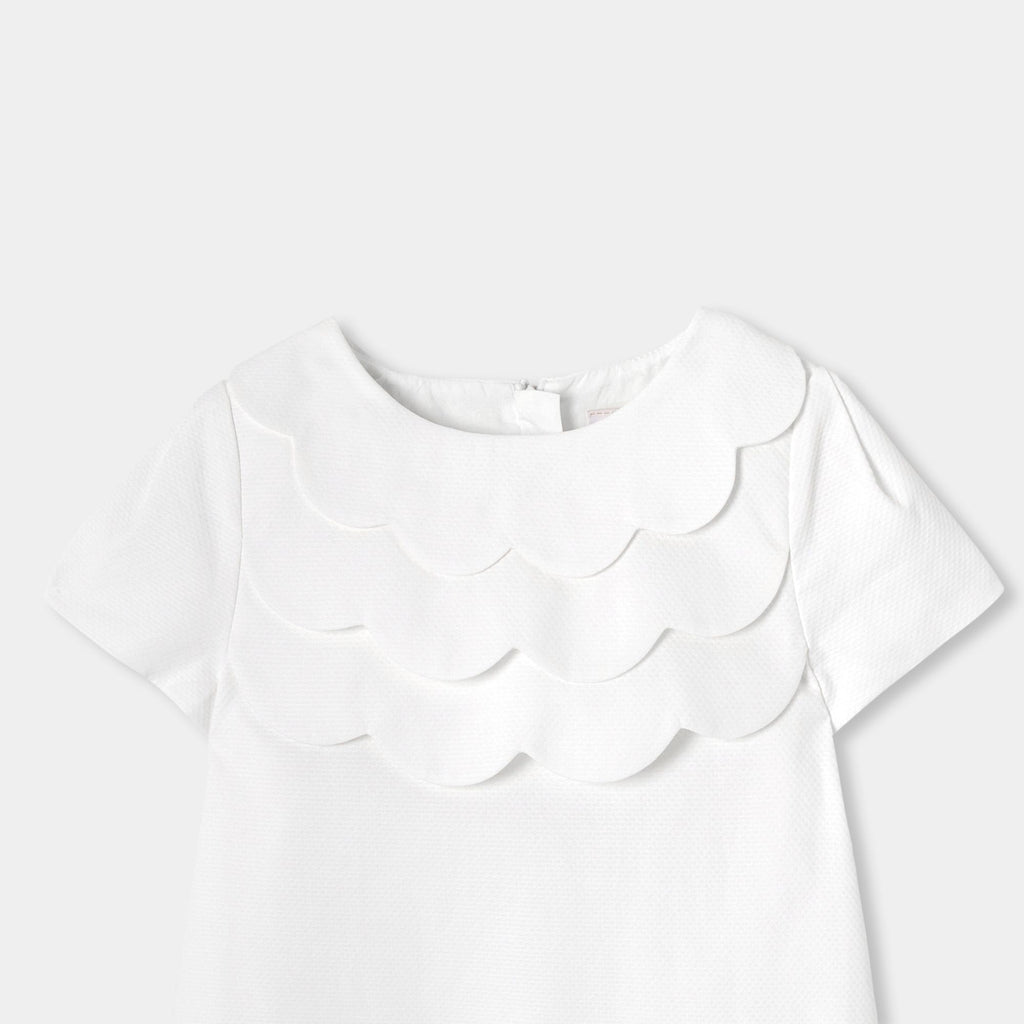 Ceremony Dress in Honeycomb Piqué Girl - Ivory