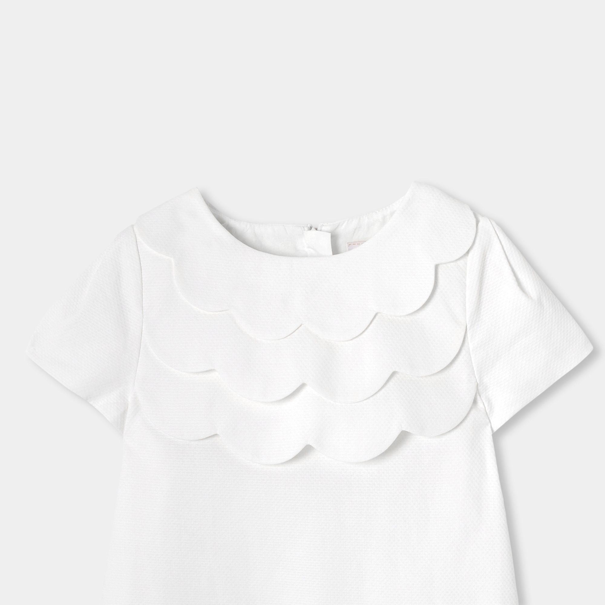 Ceremony Dress in Honeycomb Piqué Girl - Ivory