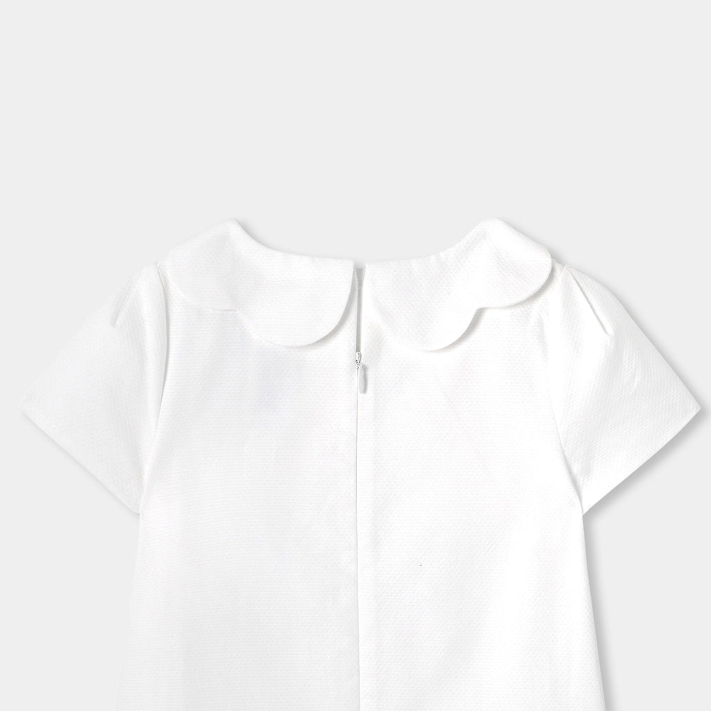 Ceremony Dress in Honeycomb Piqué Girl - Ivory