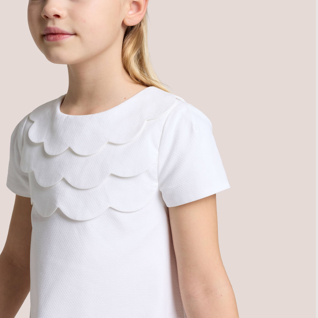 Ceremony Dress in Honeycomb Piqué Girl - Ivory