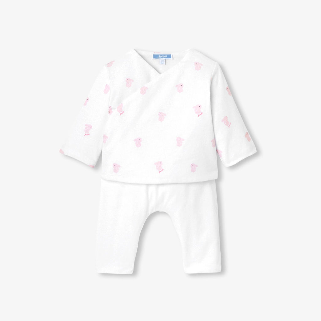 Outfit Set in Cotton Jersey Trapuntato Baby Girl - White/Pink