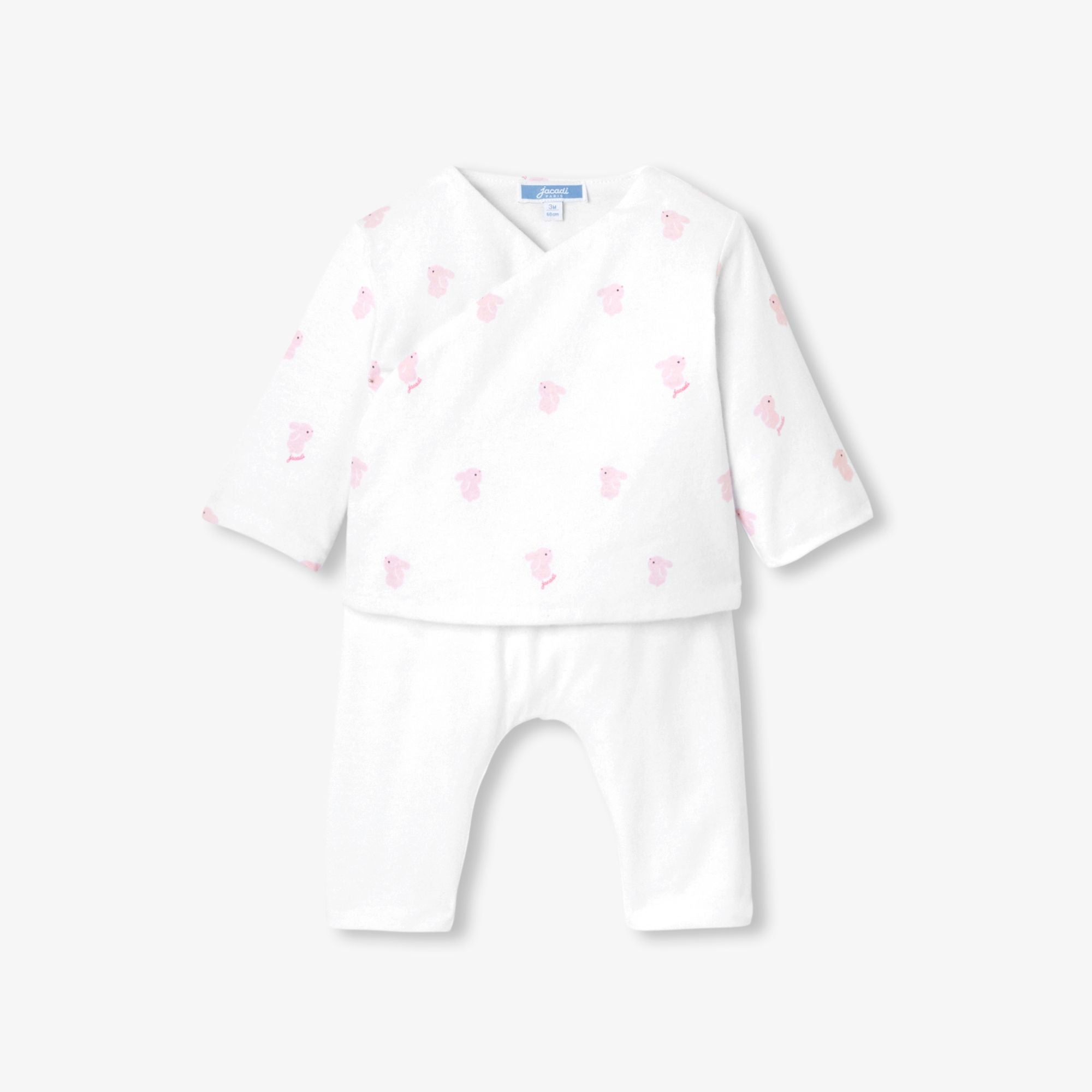 Outfit Set in Cotton Jersey Trapuntato Baby Girl - White/Pink