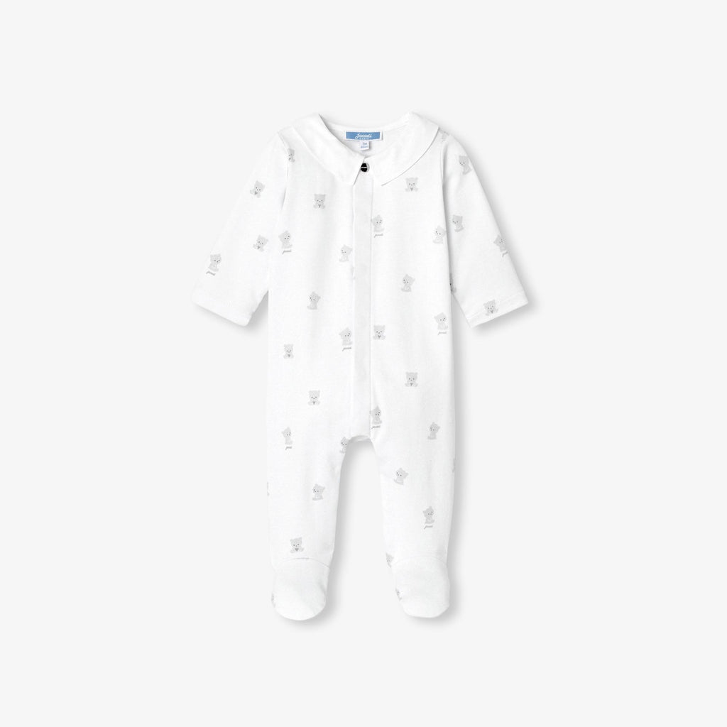 Pyjamas in Cotton Interlock Baby Boy - White/Grey