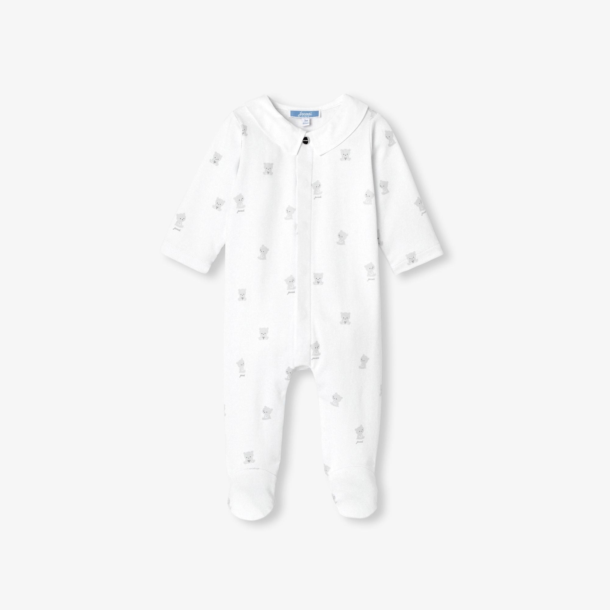 Pyjamas in Cotton Interlock Baby Boy - White/Grey