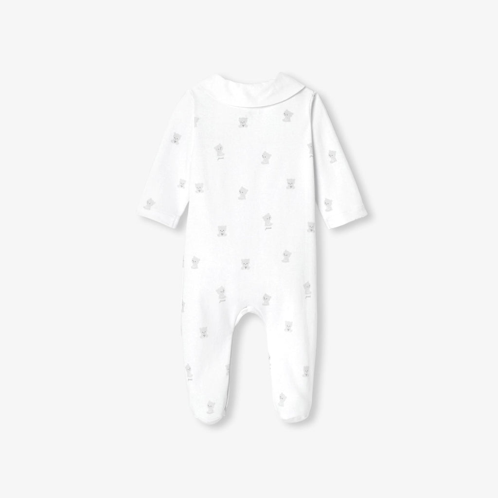 Pyjamas in Cotton Interlock Baby Boy - White/Grey
