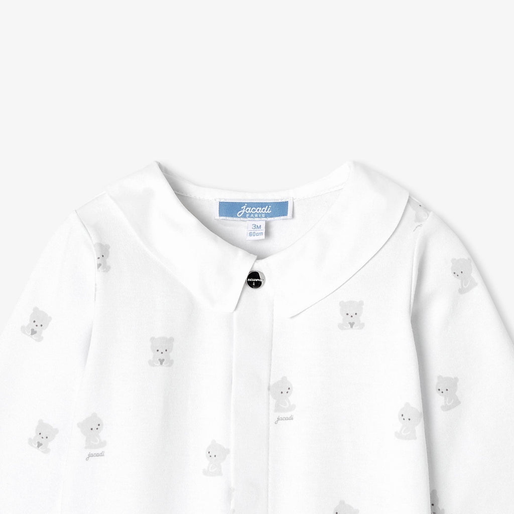 Pyjamas in Cotton Interlock Baby Boy - White/Grey