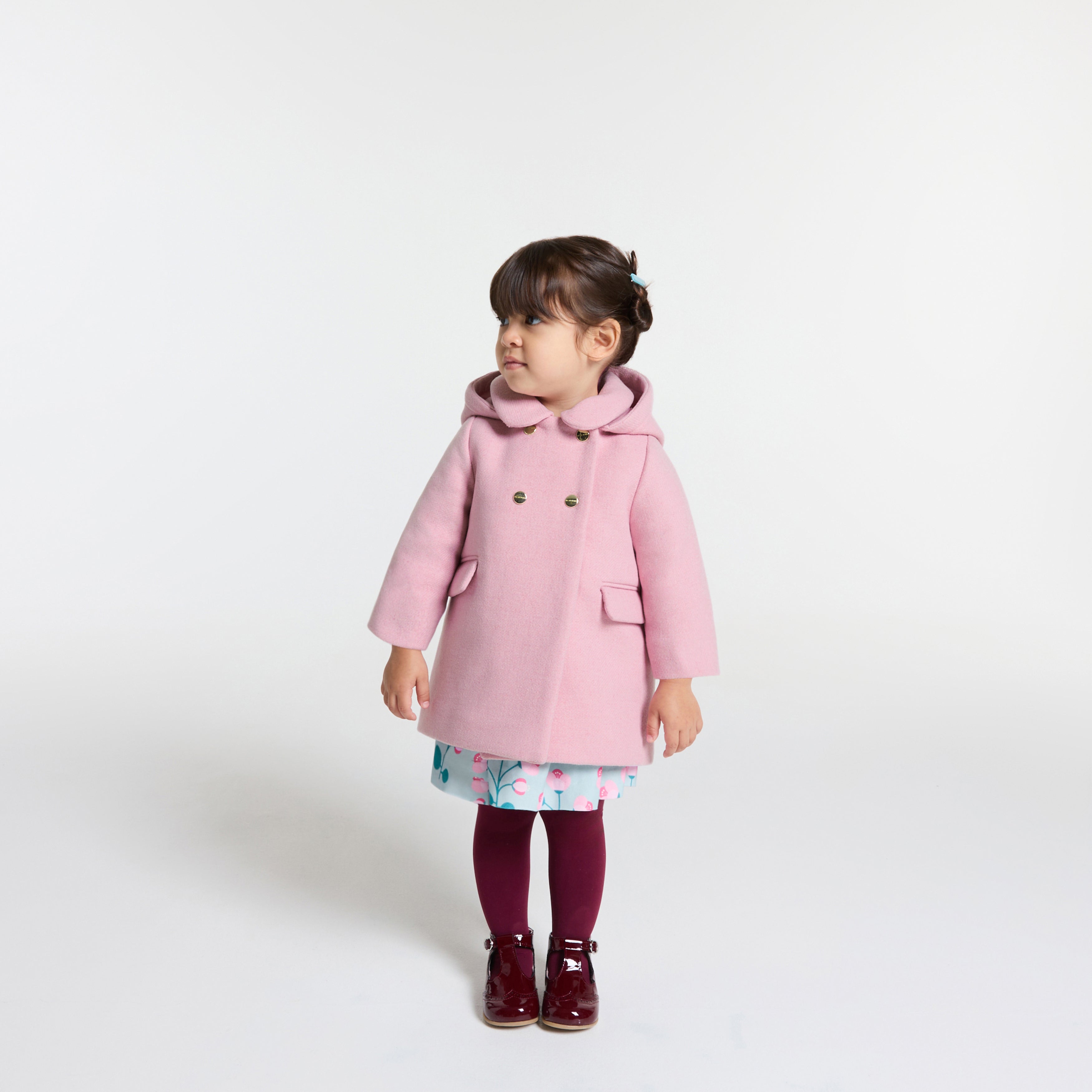 JC-NG051 Jacadi Baby Girl Wool Coat - Pink Mélange