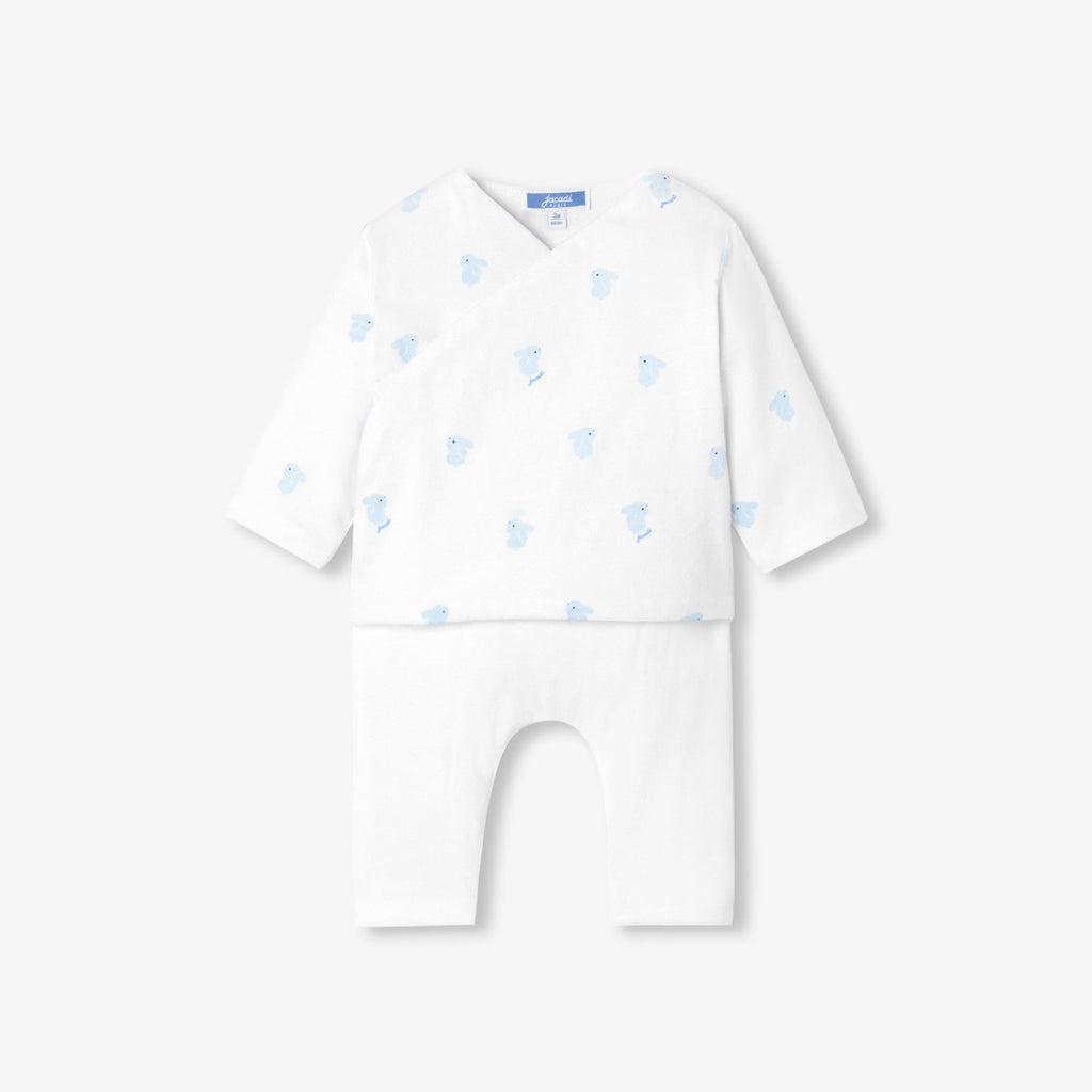 Outfit Set Comodo in Cotton Imbottito Baby Boy - White/Light Blue