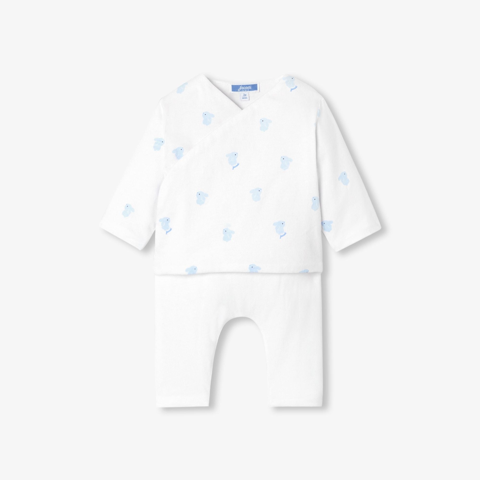 Outfit Set Comodo in Cotton Imbottito Baby Boy - White/Light Blue