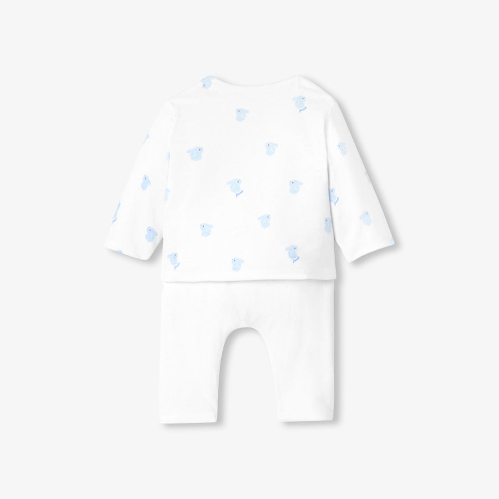 Outfit Set Comodo in Cotton Imbottito Baby Boy - White/Light Blue