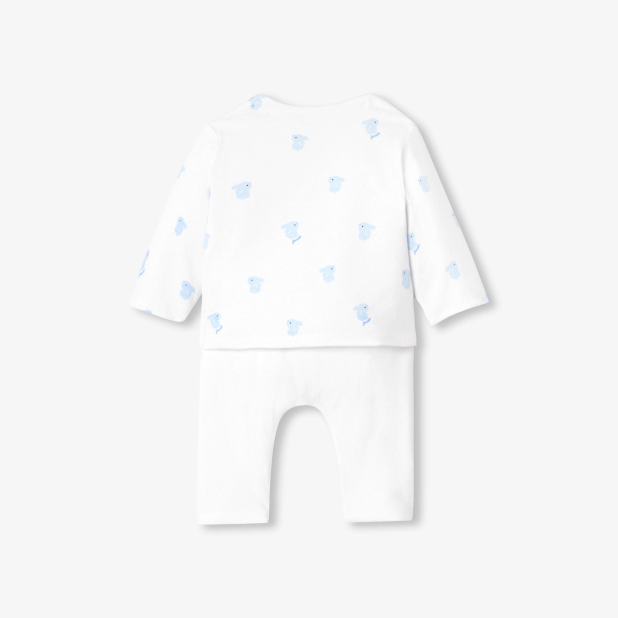 Outfit Set Comodo in Cotton Imbottito Baby Boy - White/Light Blue