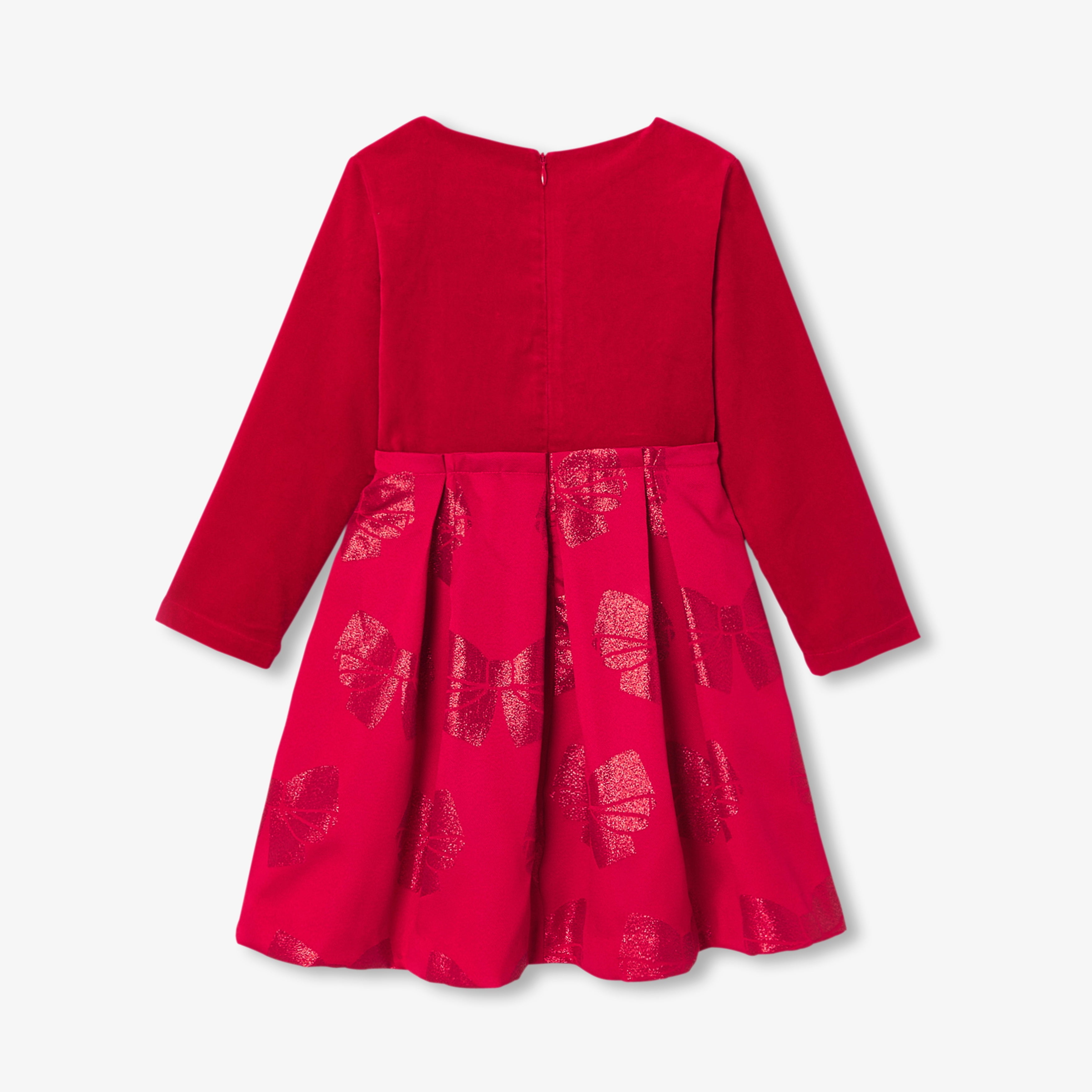 JC-TG069 Jacadi Two-material Dress for Girls - Jacadi Red