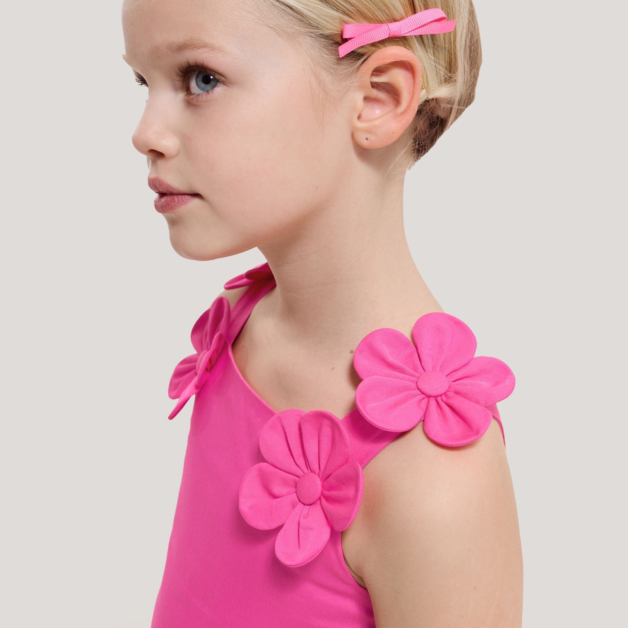 Ceremony Dress in Raso Girl - Light Fuchsia