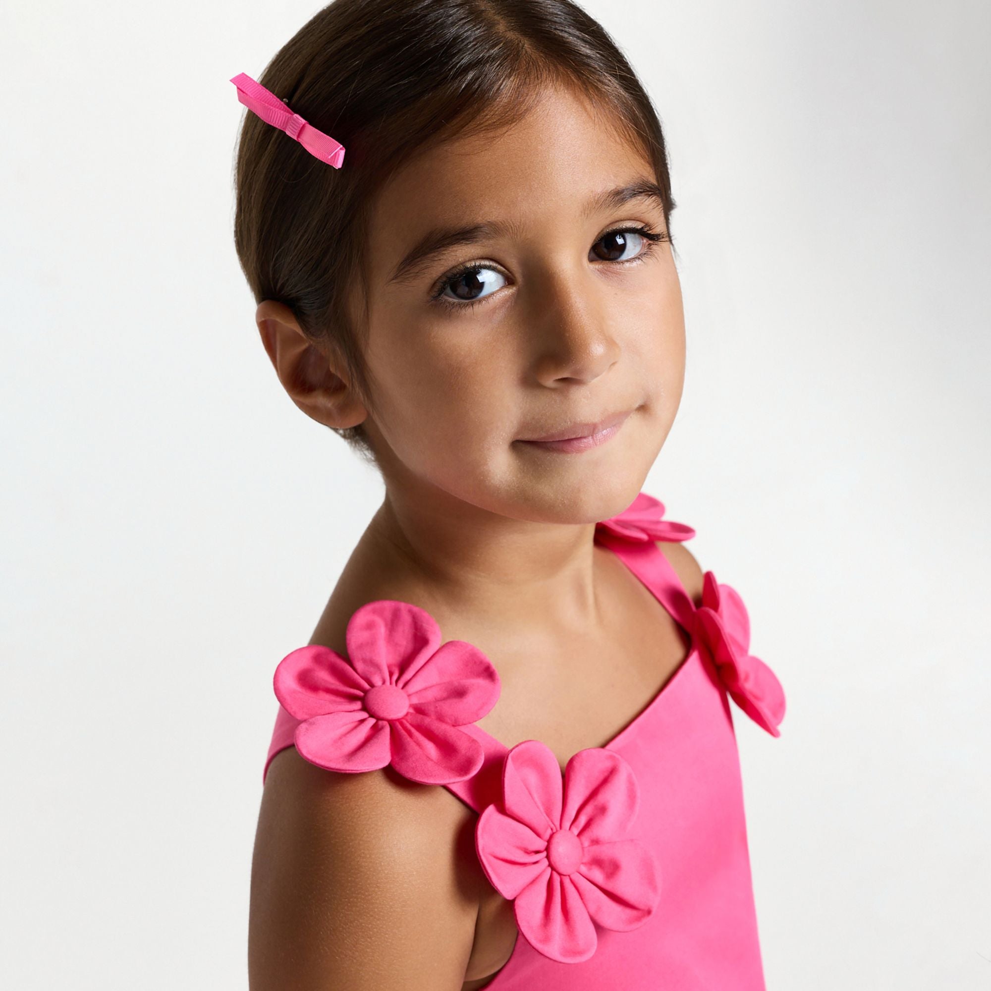 Ceremony Dress in Raso Girl - Light Fuchsia