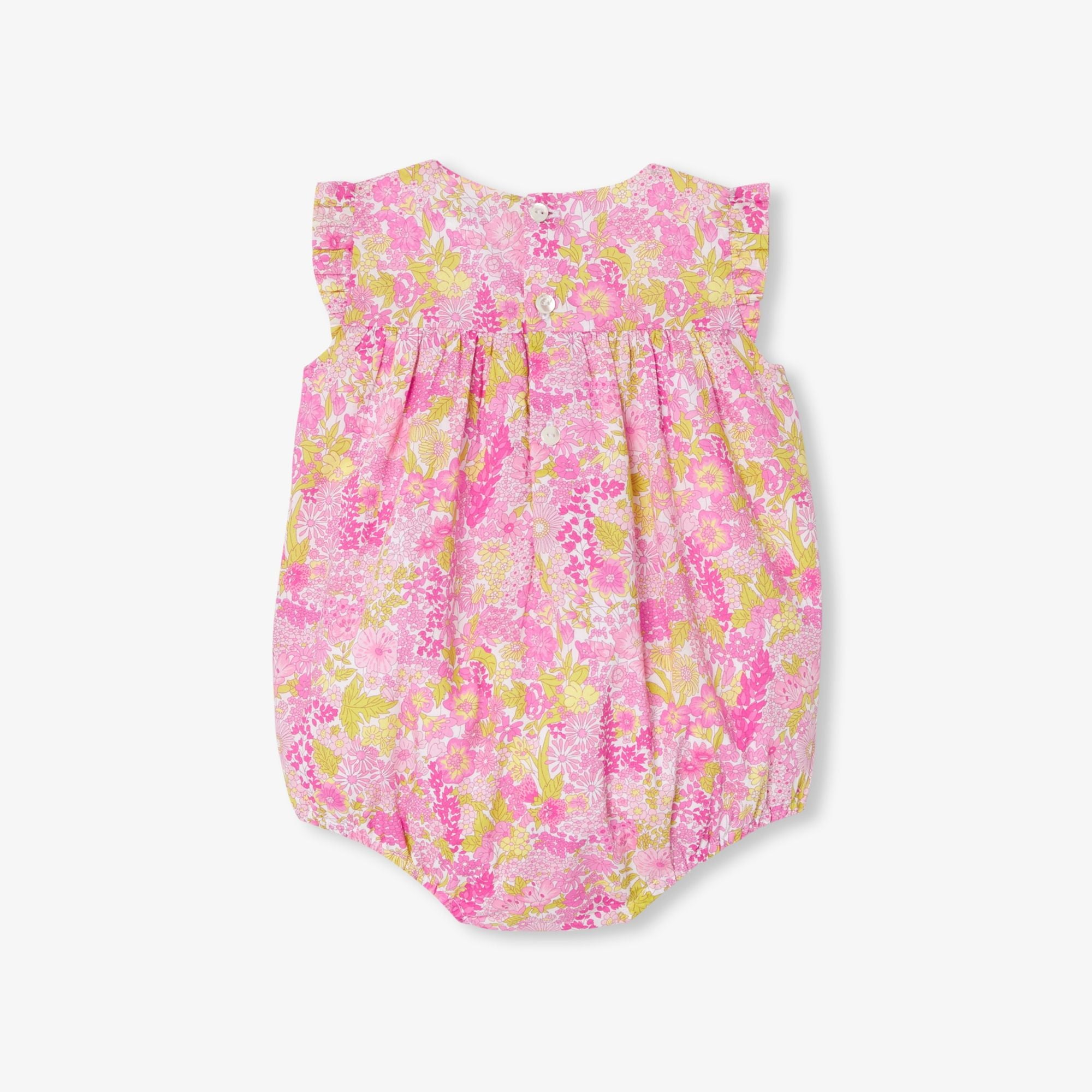 JC-NG143 - Jacadi Newborn girl Liberty fabric romper