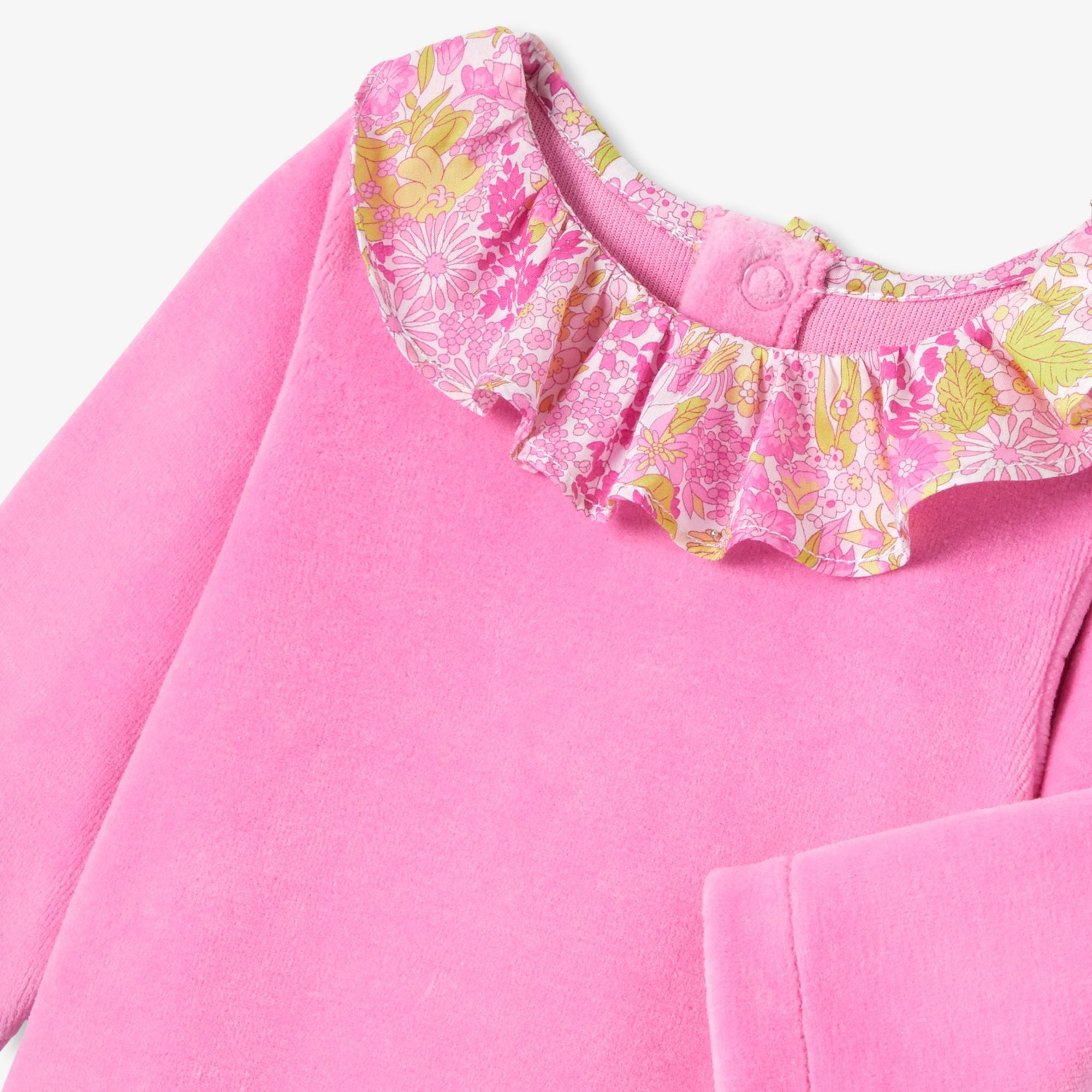 Baby girl velour pyjamas - Tea Pink