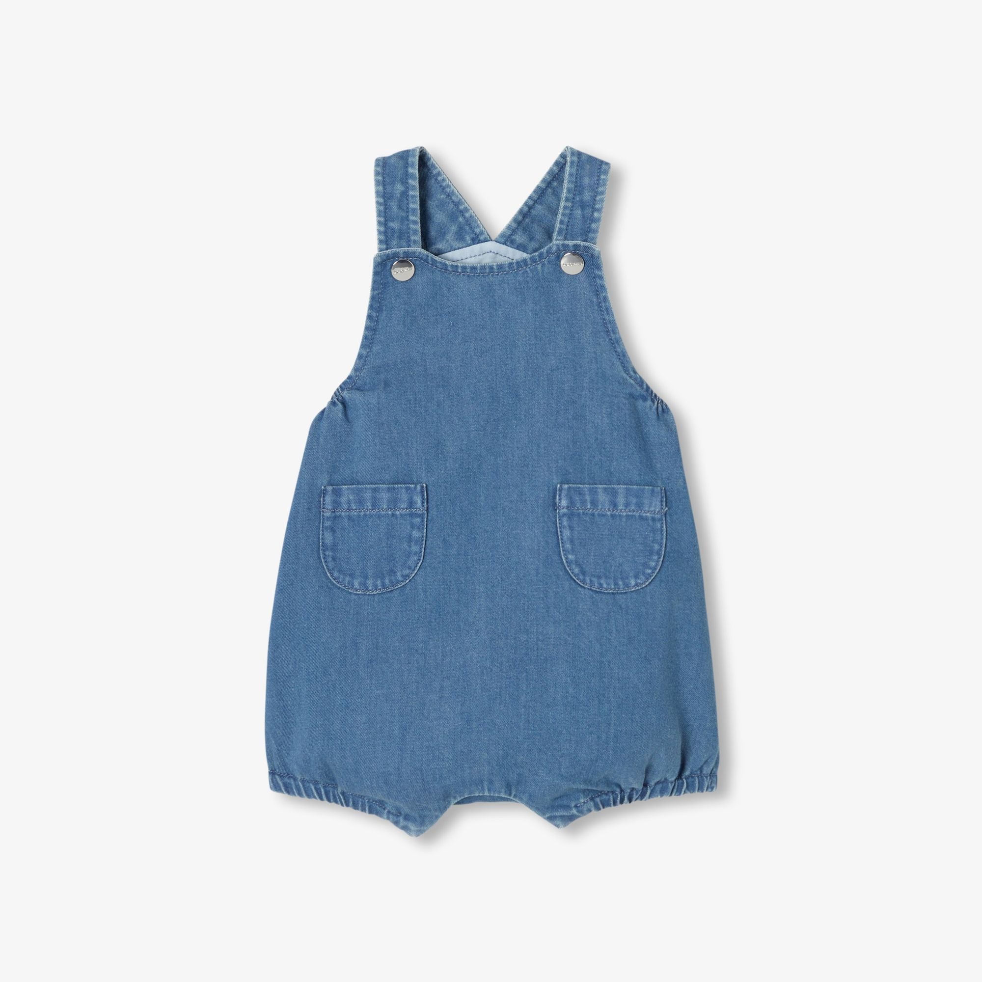 JC-NB068 - Jacadi Newborn lightweight denim short overalls