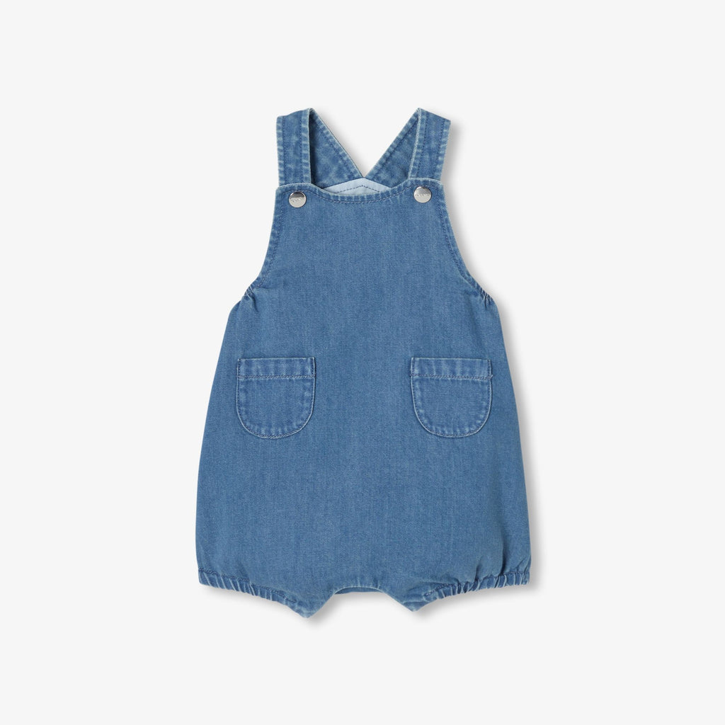 Baby boy lightweight denim short dungarees - Light Denim
