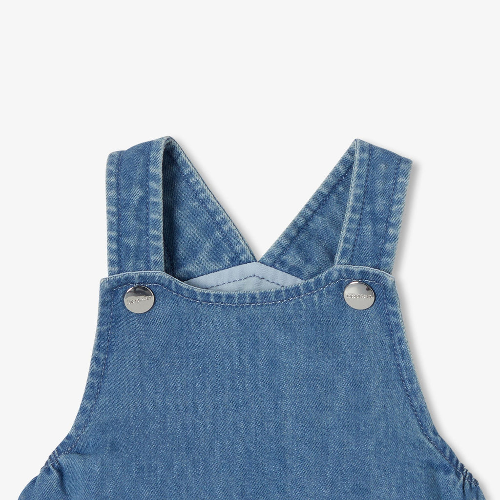 Baby boy lightweight denim short dungarees - Light Denim