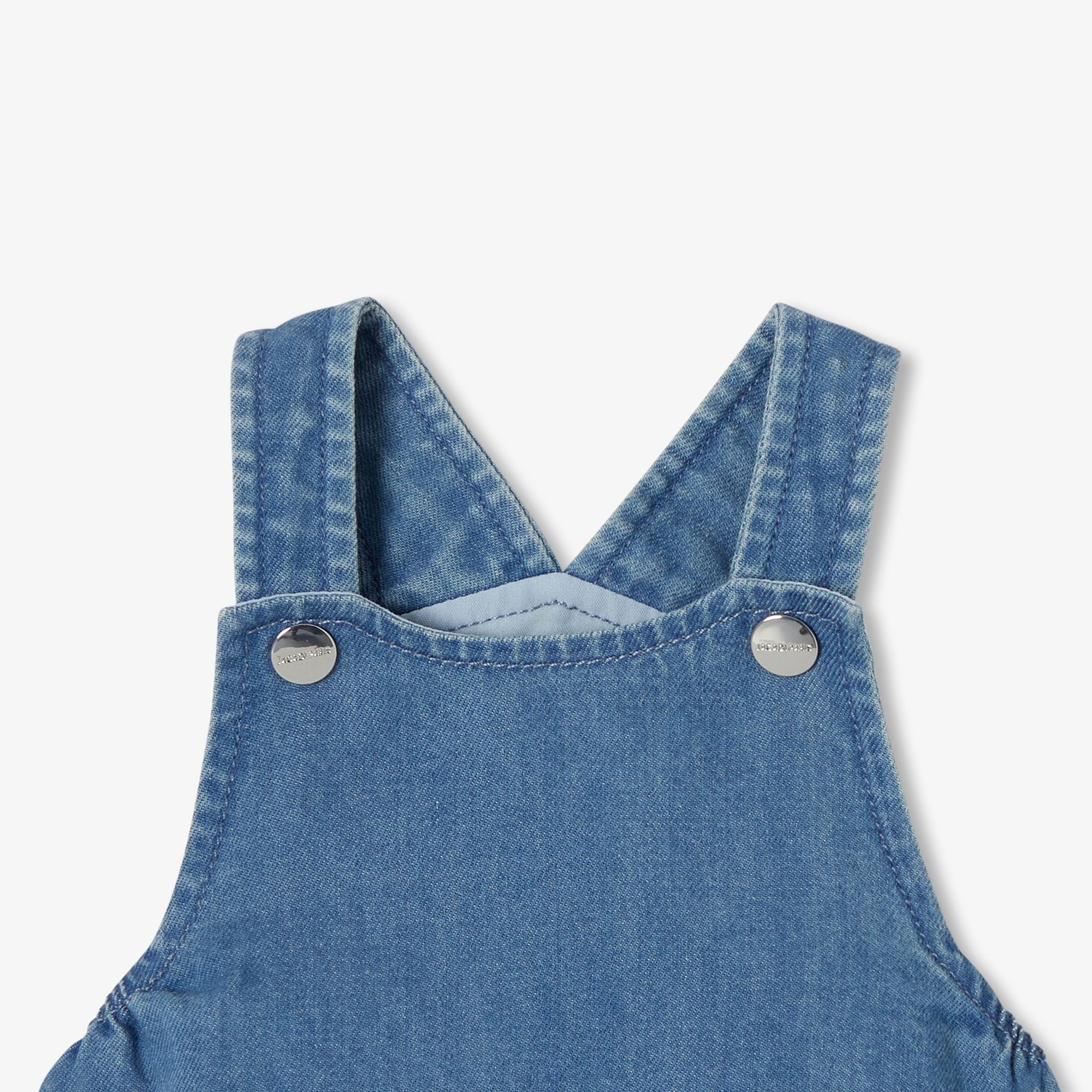 Baby boy lightweight denim short dungarees - Light Denim