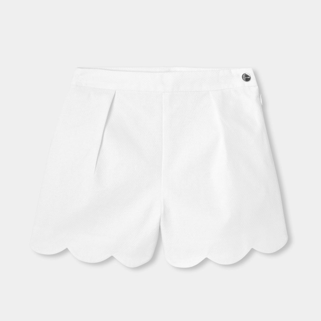 Girl occasion cotton pique shorts - Ivory