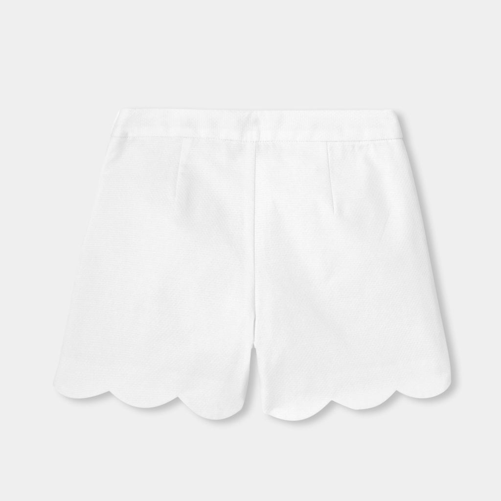 Girl occasion cotton pique shorts - Ivory