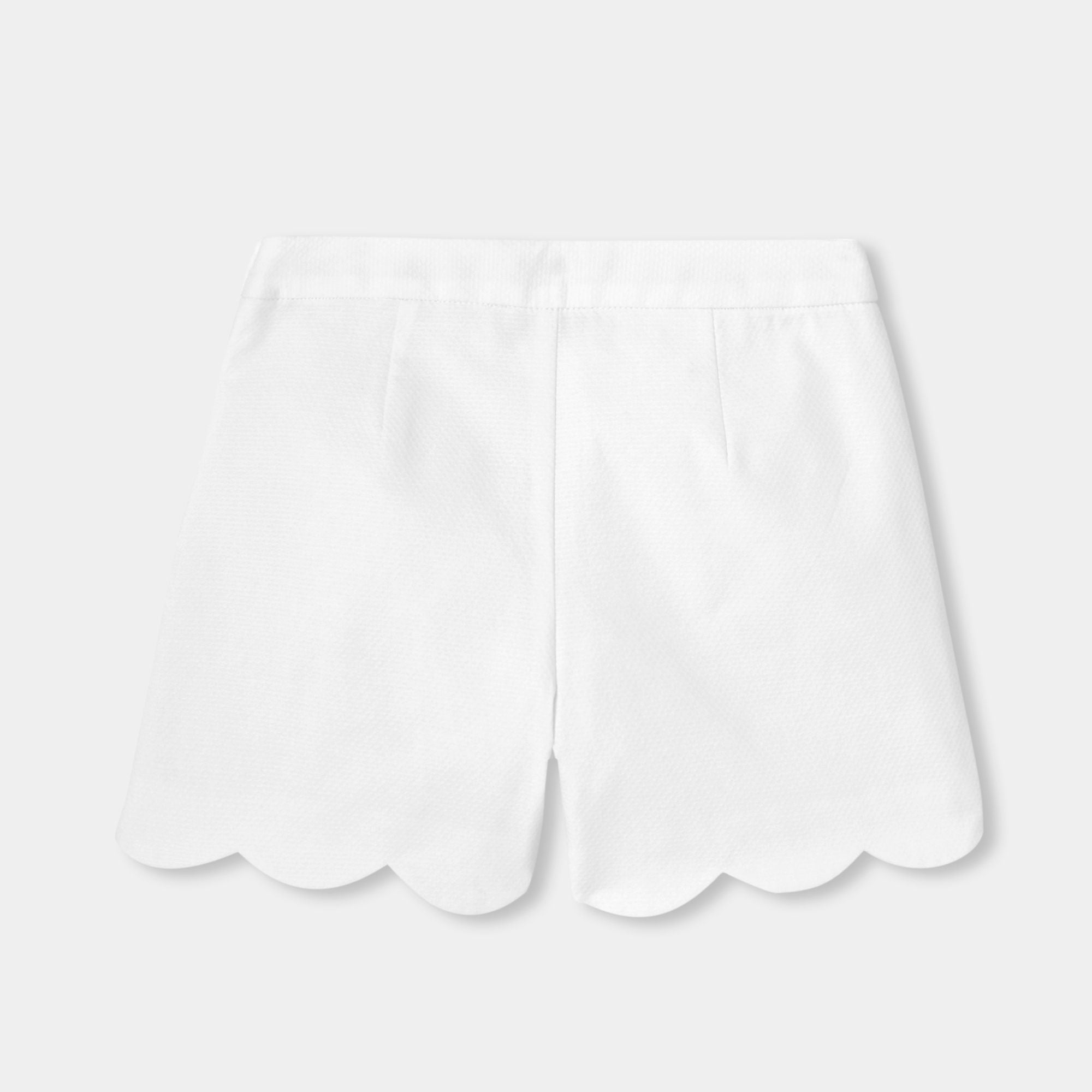 Girl occasion cotton pique shorts - Ivory