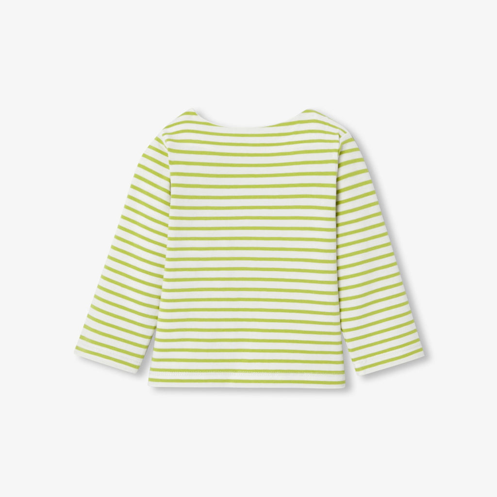 Baby girl cotton sailor-style T-shirt - White/Green