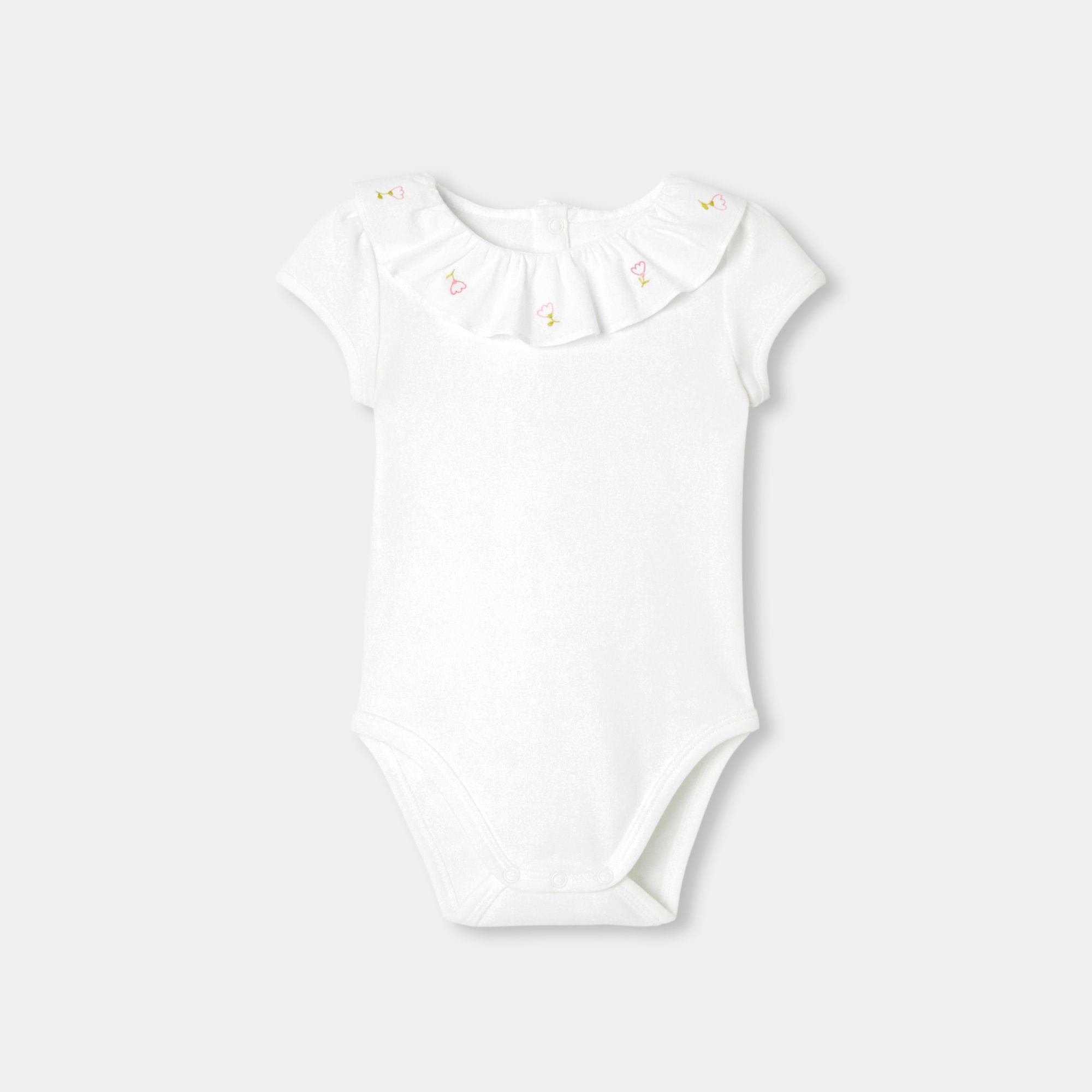 Short-sleeved Bodysuitsuit in Cotton Baby Girl - Jacadi White