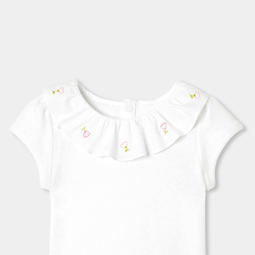 Short-sleeved Bodysuitsuit in Cotton Baby Girl - Jacadi White
