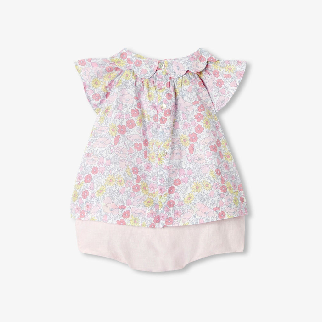 Outfit Set in Liberty Fabric E Linen Baby Girl - Multicolour