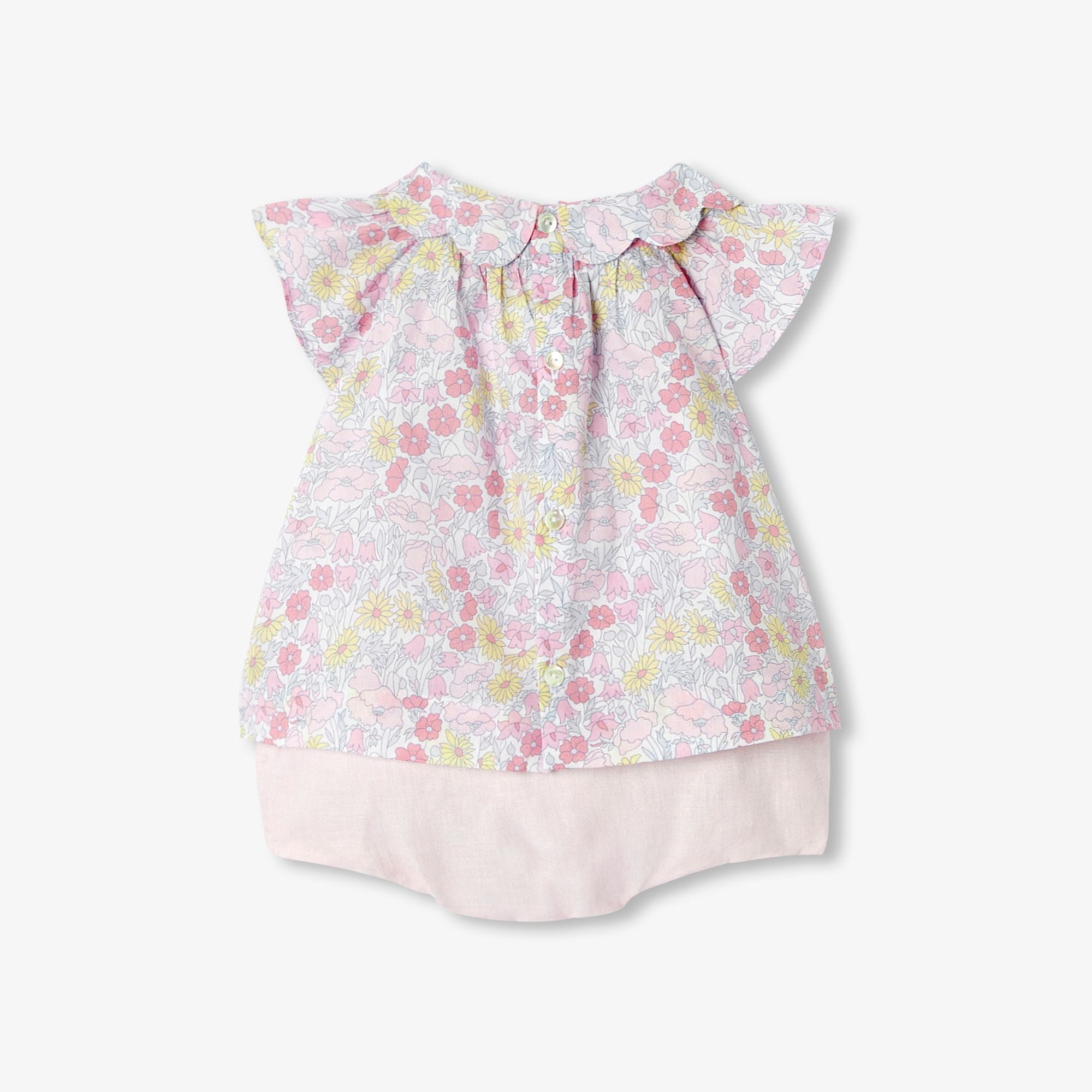 Outfit Set in Liberty Fabric E Linen Baby Girl - Multicolour