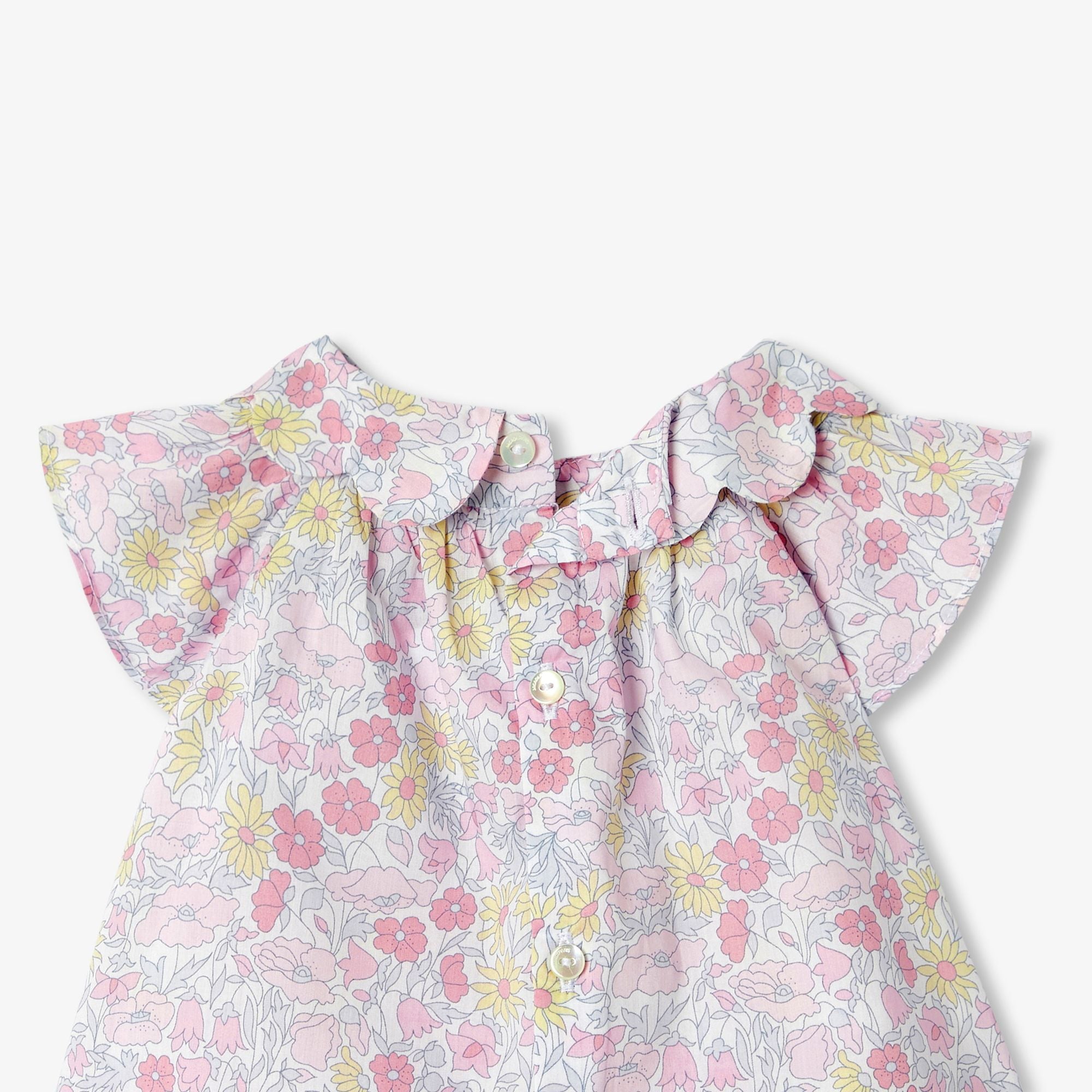 Outfit Set in Liberty Fabric E Linen Baby Girl - Multicolour