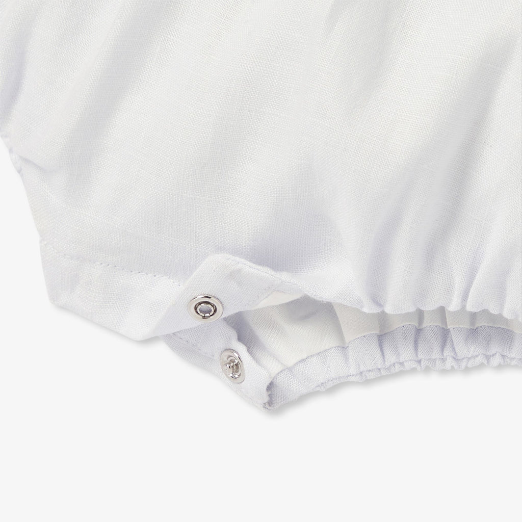 Romper in Linen Baby Boy - Grey/White