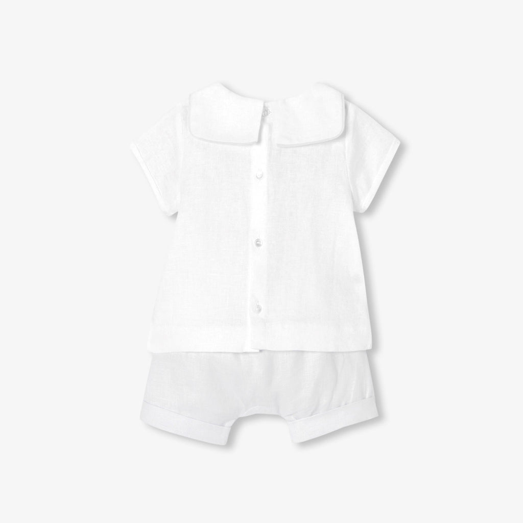 Outfit Set in Linen Baby Boy - White/Grey