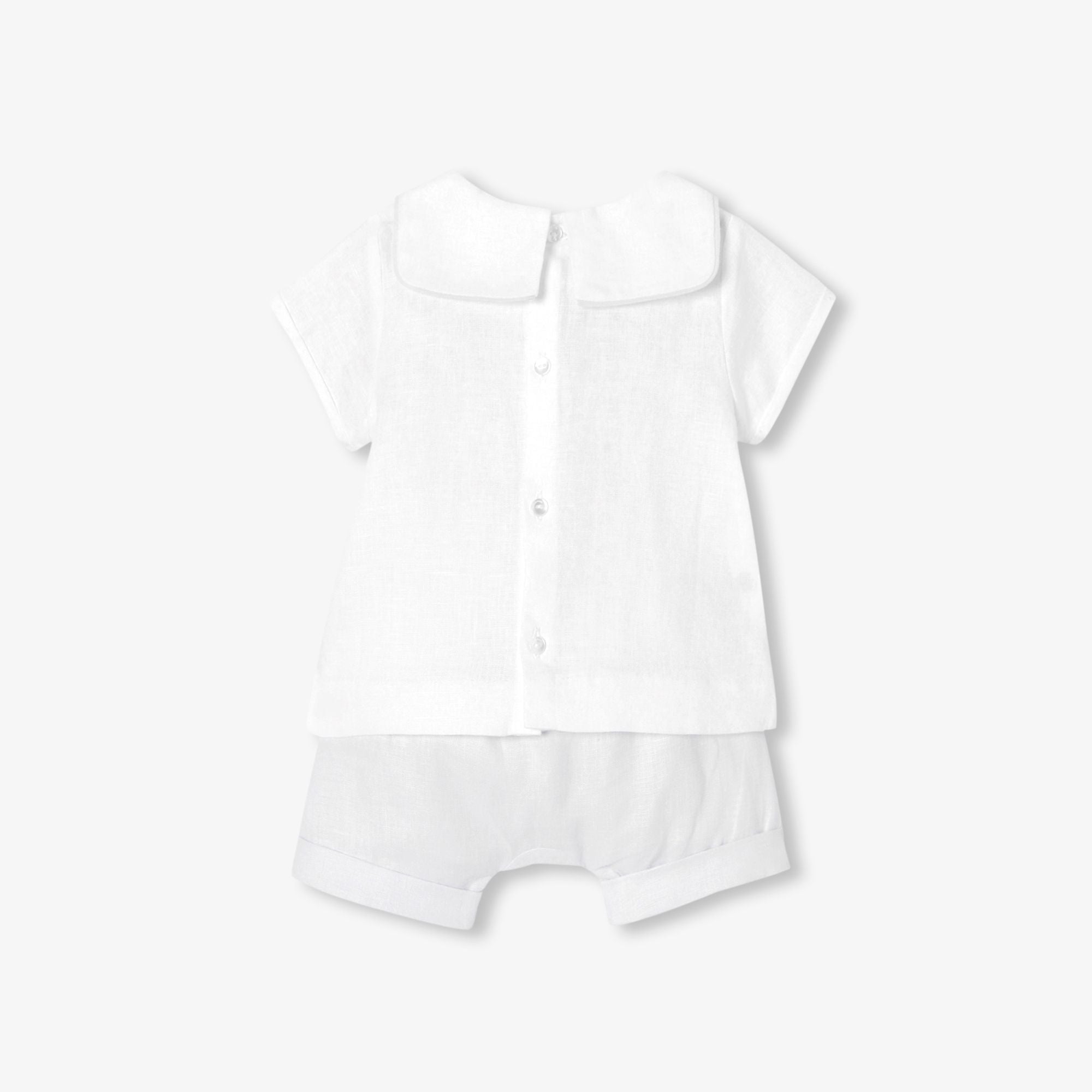 Outfit Set in Linen Baby Boy - White/Grey