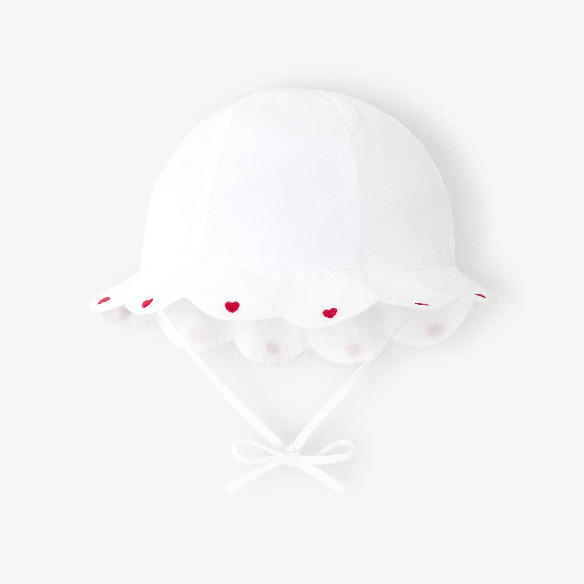 Baby girl cotton hat with scalloped edge