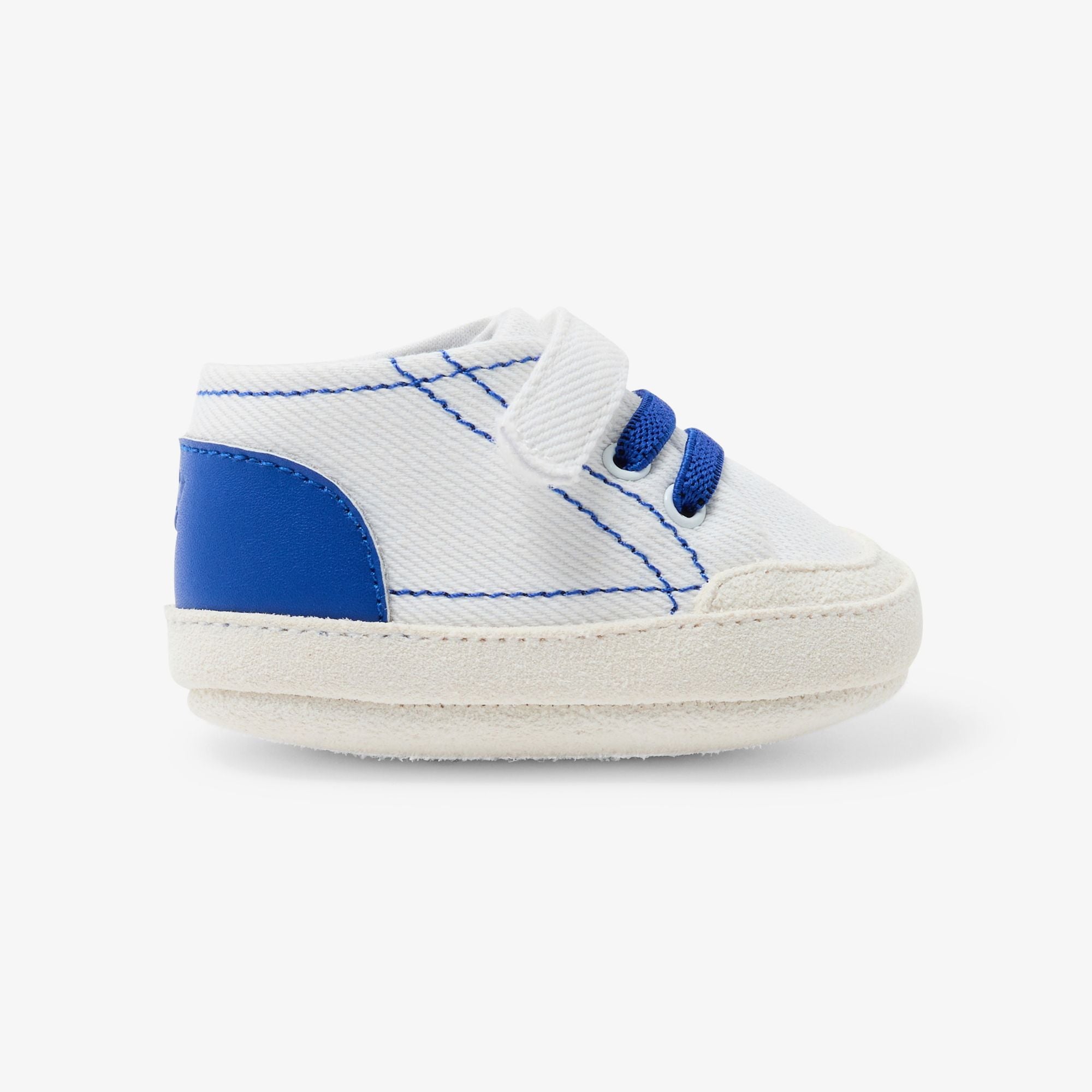 Baby boy soft cotton sneakers - White/Light Blue