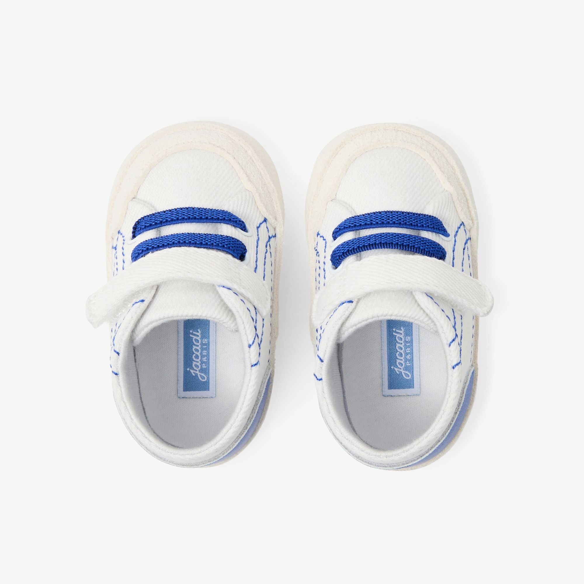 Baby boy soft cotton sneakers - White/Light Blue