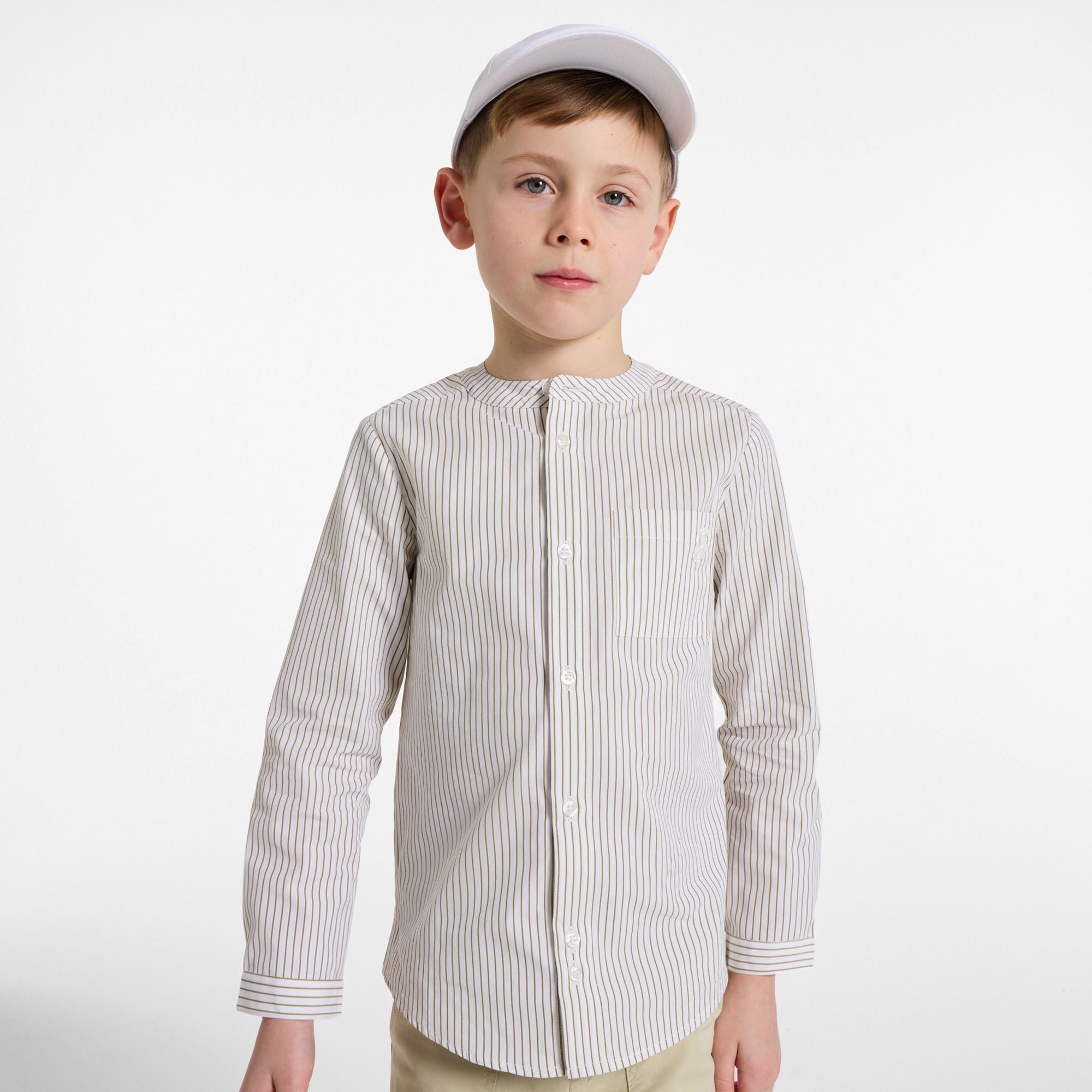 JC-TB051 - Jacadi Boys' Striped Poplin Shirt - White/Green