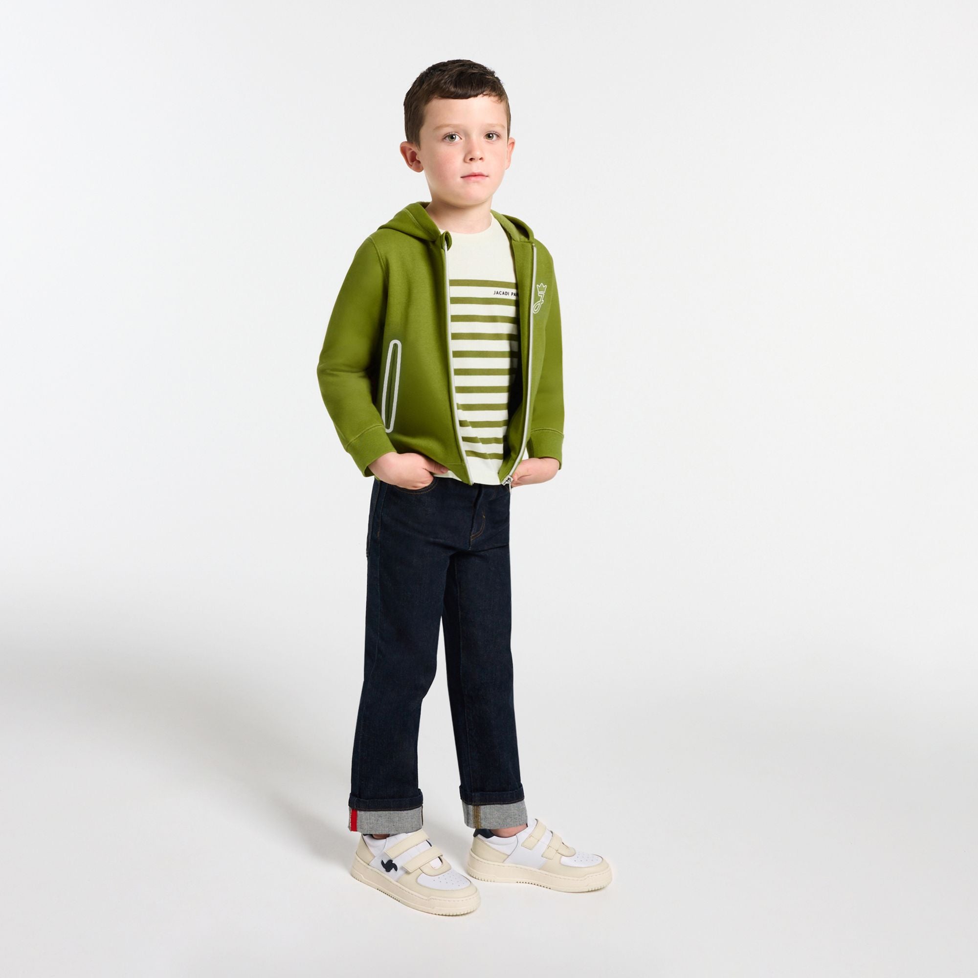 Boys' dual-material hoodie